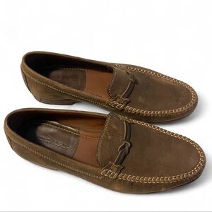 H.S. Trask Men's Sawyer Brown Loafers w/Knot Brown Rawhide Leather HandStitched